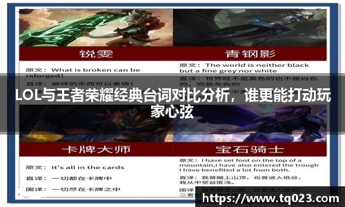LOL与王者荣耀经典台词对比分析，谁更能打动玩家心弦