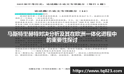 马斯特里赫特对决分析及其在欧洲一体化进程中的重要性探讨
